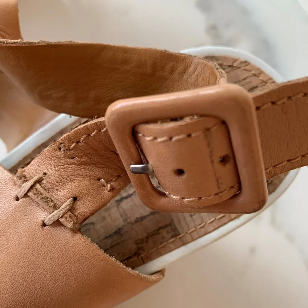 Sam Edelman Tan and Metallic Taupe Wedge Sandals - Picture 3 of 10